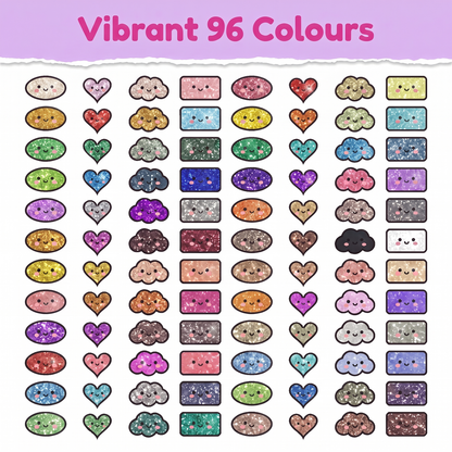 Vibrant 96 glitter colours chart